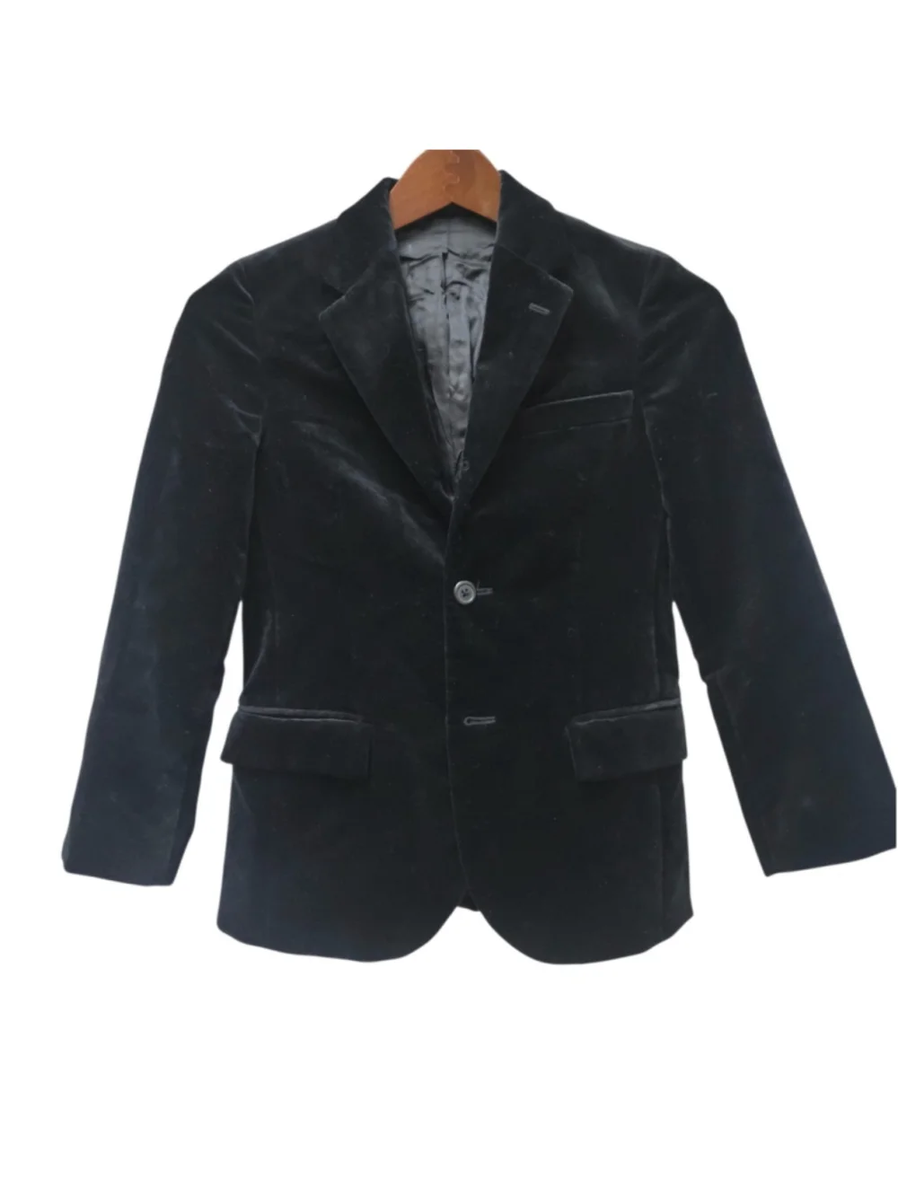 Polo Ralph Lauren Boys 3-Button Black Side-Vent Velvet Blazer Made In Italy 10
